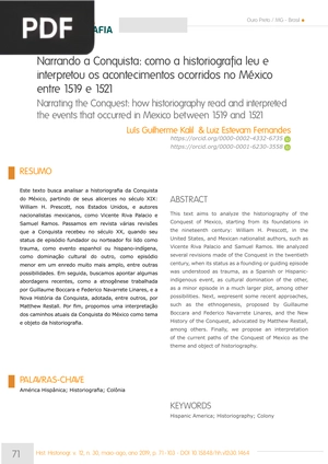 Narrando a Conquista - como a historiografia leu e interpretou os acontecimentos ocorridos no México entre 1519 e 1521