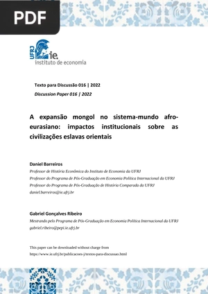 A expansão mongol no sistema-mundo afroeurasiano - impactos institucionais sobre as civilizações eslavas orientais