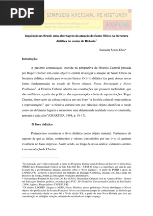 Inquisição no Brasil - uma abordagem da atuação do Santo Ofício na literatura didática do ensino de História