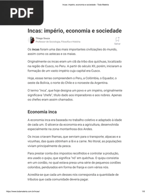 Incas - império, economia e sociedade