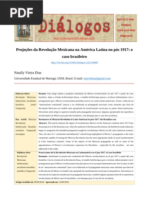 Projeções da Revolução Mexicana na América Latina no pós 1917 - o caso brasileiro