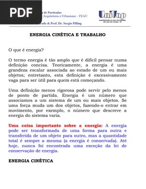 Energia Cinética E Trabalho