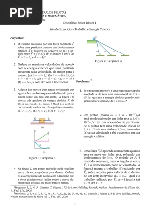 Lista de Exercícios - Trabalho e Energia Cinética