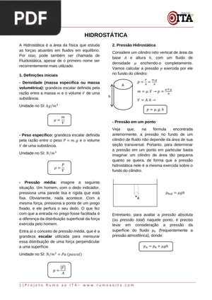 Hidrostatica - teoria e exercicio