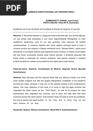 O Sistema Jurídico Constitucional Do Terceiro Reich