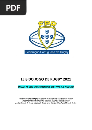 Leis Do Jogo De Rugby 2021