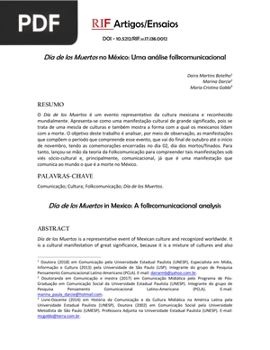 Día de los Muertos no México: Uma análise folkcomunicacional