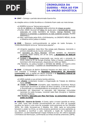 Cronologia da guerra - fria ao fim da união soviética (Artigo)