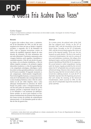 A Guerra Fria Acabou Duas Vezes