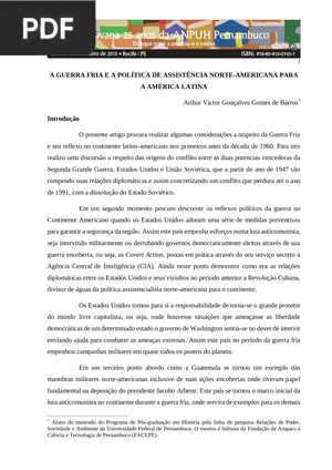 A Guerra fria e a política de assitência Norte-Americana para América Latina