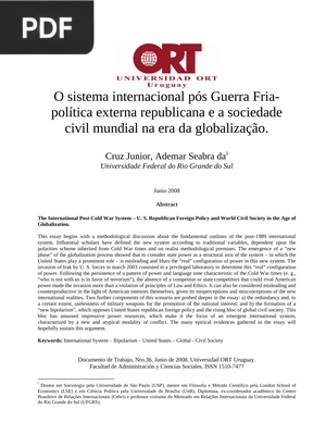 O sistema internacional pós Guerra Friapolítica externa republicana e a sociedade civil mundial na era da globalização.