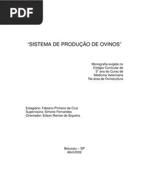 Sistema De Produção De Ovinos (Monografia)