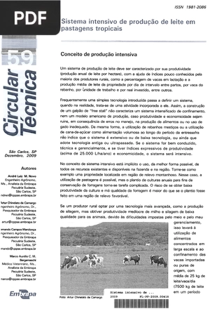 Sistema de produção intensiva de leite em pastagens tropicais (artigo)