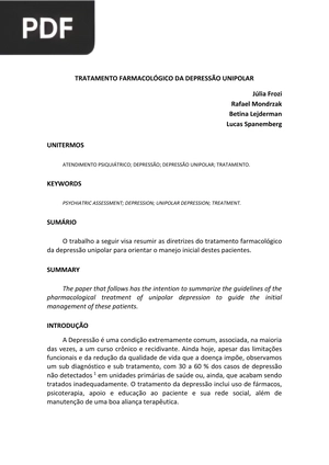 Tratamento farmacológico da depressão unipolar