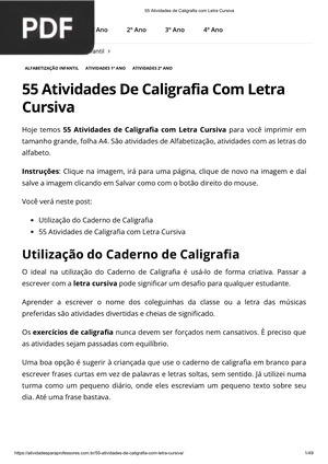 55 Atividades de Caligrafia Com Letra Cursiva