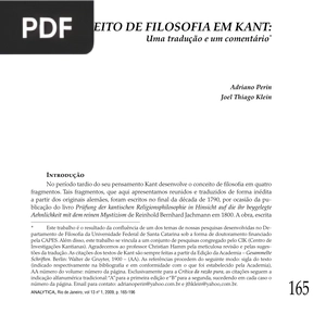 O Conceito de Filosofia em Kant