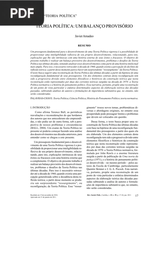 Teoria política:Um balanço provisório