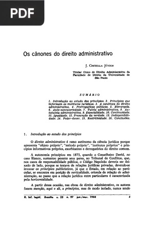 Os cânones do direito administrativo