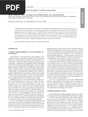 Uma proposta para o ensino da química analítica qualitativa (Artigo)