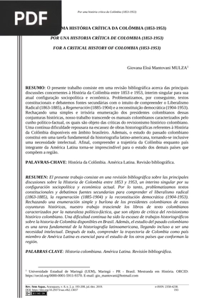 Por uma história crítica da Colômbia