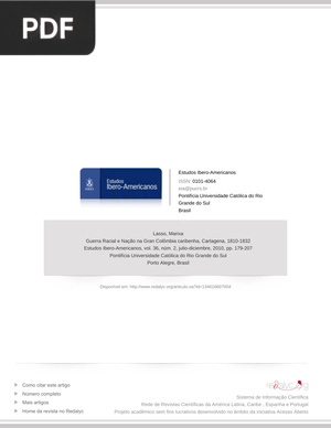 Guerra Racial e Nação na Gran Colômbia caribenha, Cartagena, 1810-18321