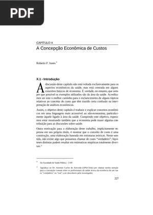 A Concepção Econômica de Custos