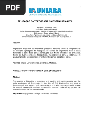 Aplicação da topografia na engenharia civil