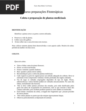 Coleta e preparação de plantas medicinais