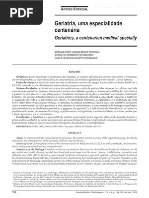 Geriatria, uma especialidade centenária (Artigo)