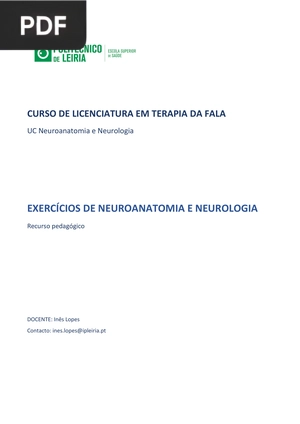 Exercícios de neuroanatomia e neurologia
