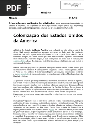 Colonização dos Estados Unidos da América (Artigo)