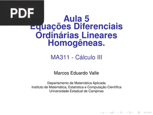 Equações Diferenciais Ordinárias Lineares Homogêneas. (Apresentação)