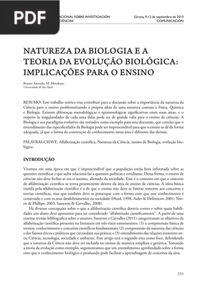 Natureza da biologia e a teoria da evolução biológica: implicações para o ensino (Artigo)