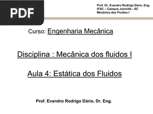 Mecânica dos fluidos I (Apresentação)