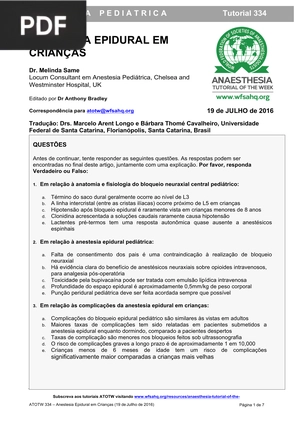 Anestesia epidural em crianças
