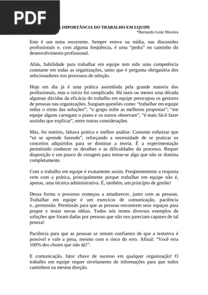 A importância do trabalho em equipe (Artigo)