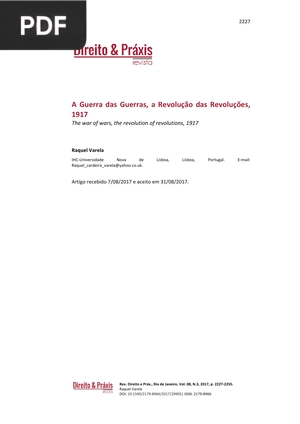 A Guerra das Guerras, a Revolução das Revoluções, 1917