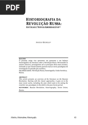 Historiografia da Revolução Russa: Antigas e novas abordagens