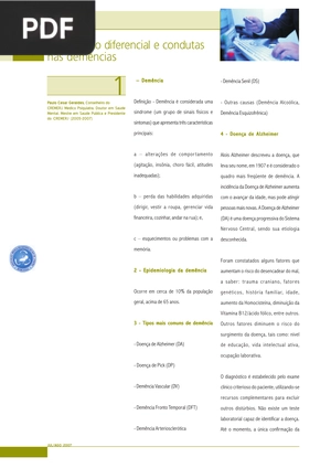 Diagnóstico diferencial e condutas nas demências (Artigo)