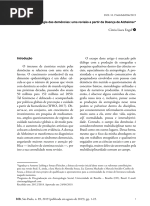 Antropologia das demências: uma revisão a partir da Doença de Alzheimer