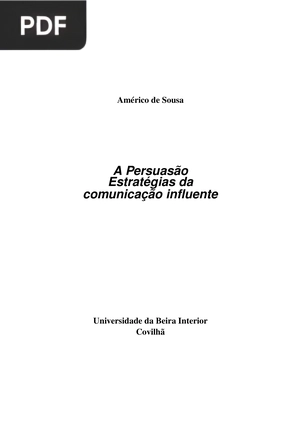 A Persuasão. Estratégias da comunicação influente