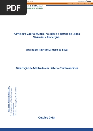 A Primeira Guerra Mundial na cidade e distrito de Lisboa