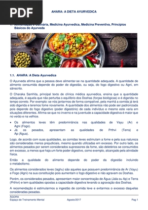 Ahara. A dieta ayurvedica