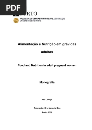 Alimentação e Nutrição em grávidas adultas