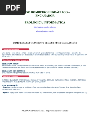 Curso bombeiro hidráulico-encanador