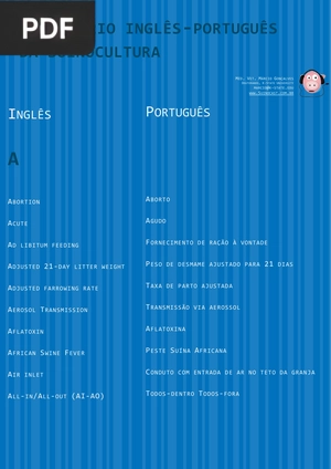 Dicionário Inglês-Português da Suinocultura