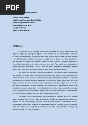 Etimologia de termos Morfológicos