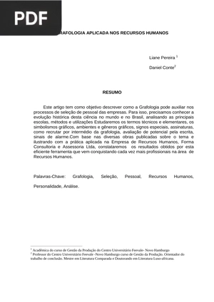 Grafologia Aplicada nos Recursos Humanos