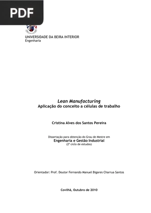 Lean Manufacturing: Aplicação do conceito a células de trabalho