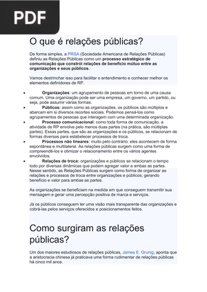 O Que É Relações Públicas